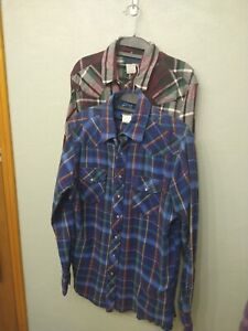 Wrangler flannel Large tall pearl snap long sleeve shirts two in lot