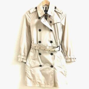 BURBERRY LONDON Nylon 100% Trench Coat Beige Belted Women Size 38/M Used