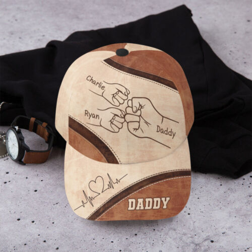 Custom Fist Bump Dad Kids Classic Cap, Father's day Gift for Dad Daddy Grandpa