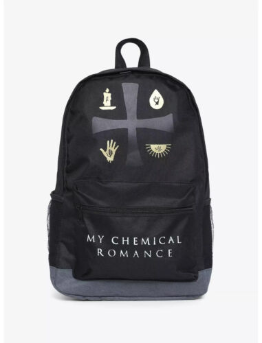 My Chemical Romance Icons & Logo Black & Gold Backpack