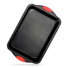 New Listing17” Non-Stick Baking Pan Black Carbon Steel Bake Pan with Red Silicone