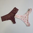 Lot Of 2 Victoria's Secret Pink Shimmer & Candy Hearts Thong Panties Size S