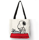 13x13 80's Vintage Style Snoopy Linen Tote Shoulder Weekender Library Bag