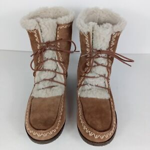 THE SAK WOMEN'S LEATHER FLEECE LINED LACE UP WINTER BOOTS SIZE 9.5