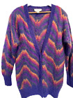 Vintage Mohair Rainbow Cardigan Colorful Sweater Fuzzy Michelle Stuart Medium