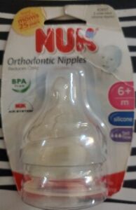 NUK Orthodontic Silicone Bottle Nipples 2-ct Fast Flow 6m+ Anti Colic 62657