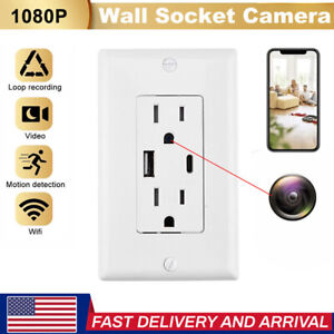 HD 1080P AC Outlet Mini Camera WiFi IP Home Security Nanny  Wall Video Recorder