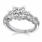 Princess Simulated Diamond Vintage Wedding Ring Solid 925 Sterling Silver