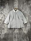 Lafayette 148 Shirt 16W Womens Gray Striped Boxy Fit Relaxed Cotton Button Up