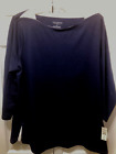 NEW $44.50 TAG Talbots Woman's Navy Blue Cotton Tunic Top White Trim Size 1X