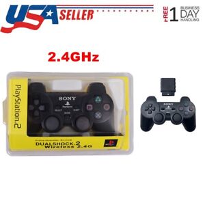 For Sony PS2 PS1 BLACK 2.4GHz Wireless Controller OEM DualShock Gamepad