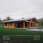 MODERN PREFAB LOG HOME KIT $68,400 BUNGALOW ECO WOOD CABIN 1553 ft² / 144 m² DIY