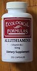 Ecological Formulas Allithiamine Vitamin B1, 50 mg, 250 Capsules Expires 1-2025