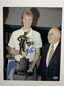 Larry Bird signed 11x14 autographed photo NBA MVP BAS Witnessed Authenticated