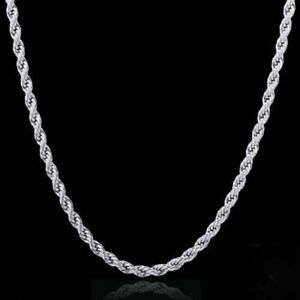 REAL Classic 925 Sterling Silver Rope Chain Necklace SOLID SILVER Jewelry Italy