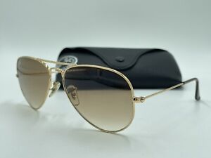 Ray Ban RB3025 001/51 55mm AVIATOR GRADIENT Light Brown /Gold AUTHENTIC ITALY