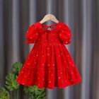 Girls Ruffles Princess Dress Clothes Pattern Red Party Fairy Backless Frocks