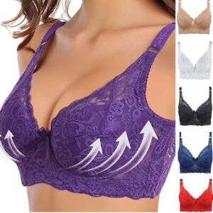 Women Adjustable Underwired Full Coverage No-Pad Lace Plus Size Floral Bra Comfy