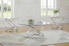 3-Piece Occasional Coffee And End Table Set Chrome And Clear