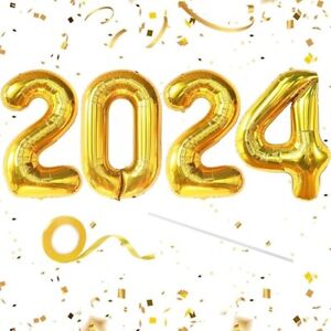 Happy New Year Gold Number 2024 Foil Number Balloons New Year Decoration Iteam