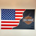 Harley Davidson Motorcycle 3x5 ft American Flag Mount Vintage USA Logo Banner