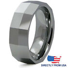 Tungsten Carbide Mens High Polish Faceted Wedding Band Ring 8MM FREE ENGRAVING
