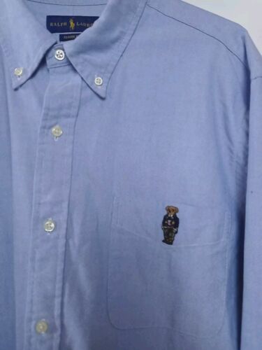 Ralph Lauren Classic Fit Polo Bear Oxford Shirt Button Down Blue Men’s X Large