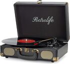 Vinyl Record Player - 3-Speed Bluetooth Portable Belt-Driven Suitcase Turntable