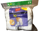 Hanes Cushioned Women's Ankle Athletic Socks 10-Pack size 5-9 White