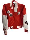 Women's Wisconsin Badgers Red/White Full-Zip Varsity Patchwork Jacket Size L
