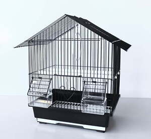 A&E Metal Bird Cage Steel Parakeet Cage House Style Lightweight AE29534, Black