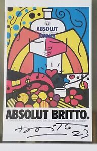 Romero Britto Framed Iconic Absolut Ad Art Hand Signed in Person Wall Decor New