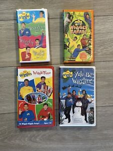 Lot of 4 The Wiggles VHS - Wiggly, Wiggly World, Wiggly Safari, Yule Be Wiggling