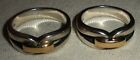 RETIRED JAMES AVERY 14K GOLD & STERLING SILVER WEDDING BAND RINGS 11 & 9 vafo