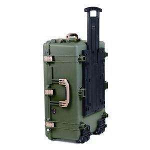OD Green & Tan Pelican 1650 case. Comes with foam. Comes with wheels.