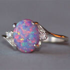 Oval Fire Opal Ring for Women Silver Engagement Rings Wedding Jewelry Size 5-10