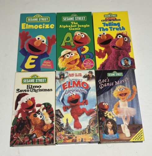 New ListingSesame Street VHS Tapes Lot of 6 Elmo Zoe Christmas Elmocize Truth Grouchland