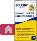 Equate Hemorrhoidal Suppositories, 24 Count + STS Sticker.