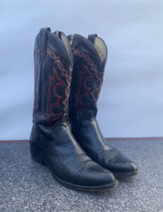 DAMAGED MONTANA Mens Size 11.5  Black Leather Cowboy Western Boots