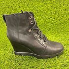Sorel Joan Uptown Lace Womens Size 9.5 Black Classic Wedge Heel Boots NL3790-010