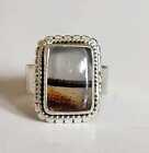 MONTANA AGATE NATURAL GEMSTONE 925 SOLID STERLING SILVER HANDMADE JEWELRY RING