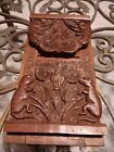 Vintage Hand Carved Ornate Expandable Wooden Bookends ~ Rack Ram Prairie Dogs?