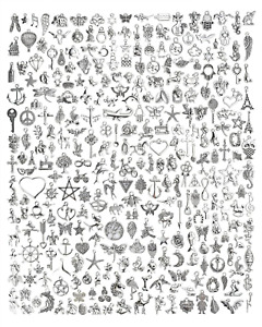 300 PCS Assorted Tibetan Charms for Wholesale Jewelry Making Bulk Lots