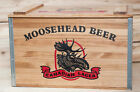 Vintage Moosehead Wood Crate Canada  Bright Graphics Attached Lid w/ Hinges#6090