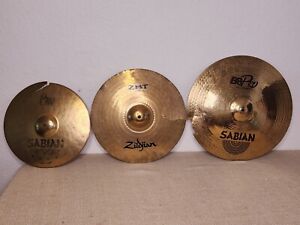 Lot of Three (3pcs) Cymbals Zildjian Sabian with Cracks