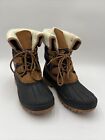 STQ ST20017 Womens Navy Tan Lace Up Mid Calf Waterproof Snow Boots Size 8