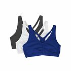 3 Pack Fruit of the Loom 90011 Shirred Front Racerback Sports Bra Sz- 38 40 42