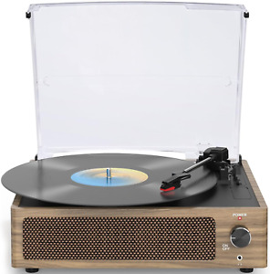 Vinyl Record Player with Speakers - Vintage Style Belt-Driven Turntable Wireless
