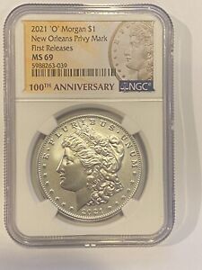 2021 O $1 Morgan Silver Dollar NGC MS69 First Releases With Box & COA 100 Anniv.