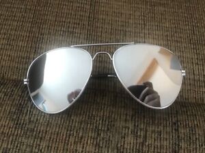 Vintage Aviator Sunglasses Silver Frame w/ Mirrored Glass Lenses - 70’s? *READ*